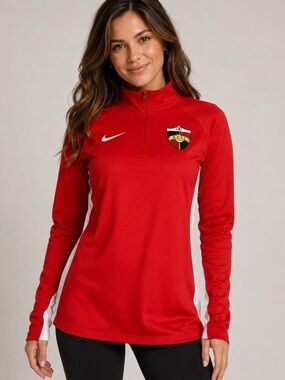 Nike pullover 1/4 zip red jacket with Colorado Soccer Logo/crest on chest SZ M